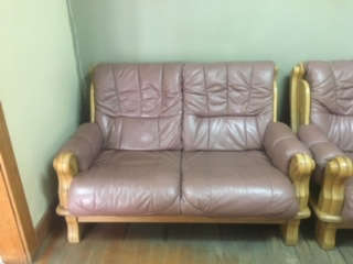 Leather and Oak Lounge Suite