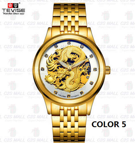 NEW OPEN!! Men's Watch Skeleton Hollow Golden Dragon Mechanical Watch Automatic Winding Waterproof