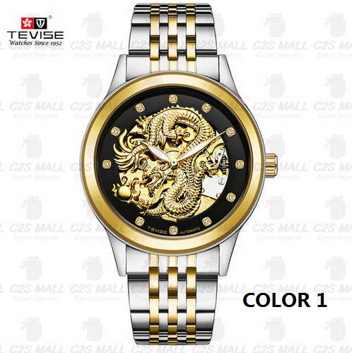 NEW OPEN!! Men's Watch Skeleton Hollow Golden Dragon Mechanical Watch Automatic Winding Waterproof