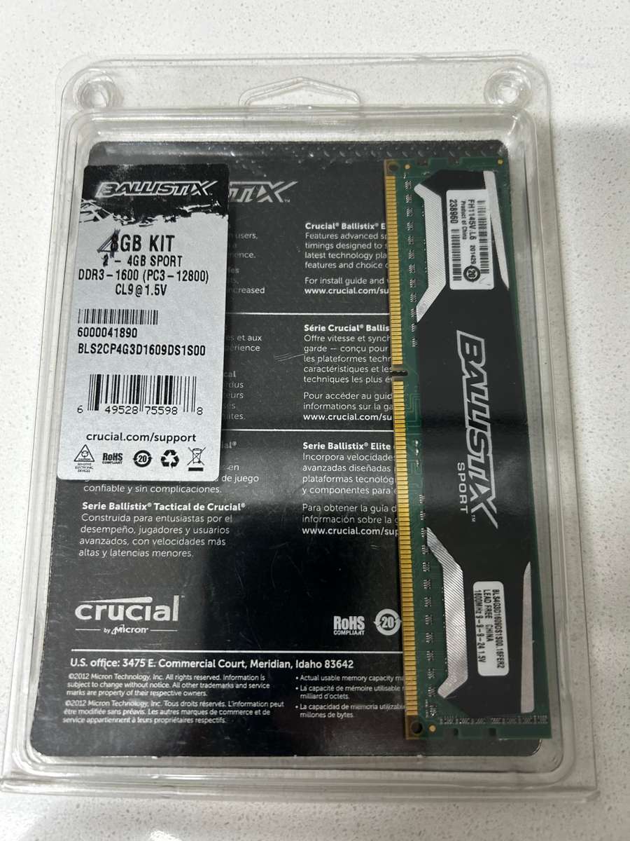 4GB RAM DDR3 1600 1.5V CL9 Crucial Ballistix