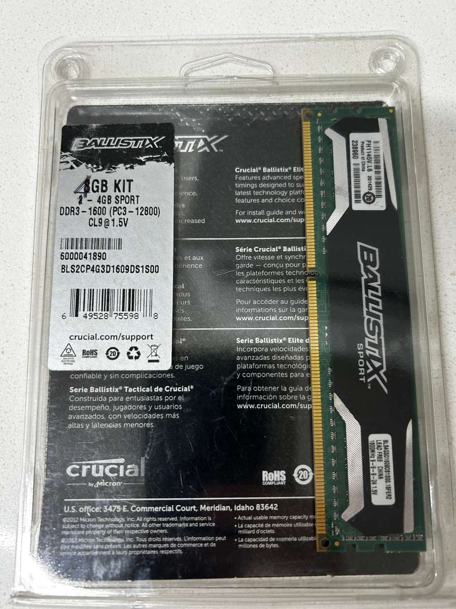4GB RAM DDR3 1600 1.5V CL9 Crucial Ballistix