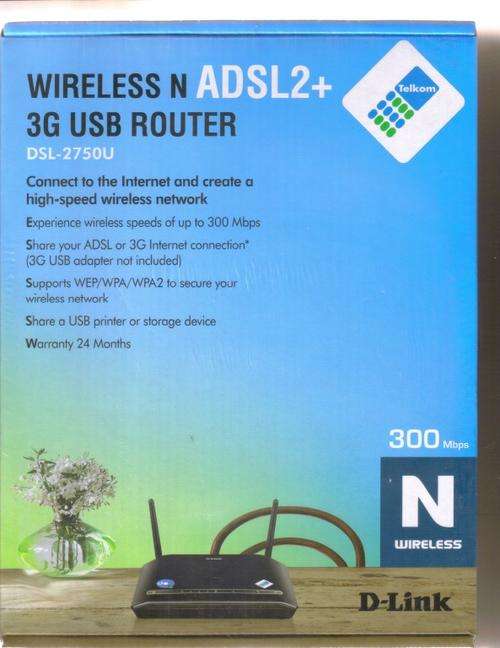 DLINK DSL-2750U 3G USB Wireless ADSL2+ Modem Router