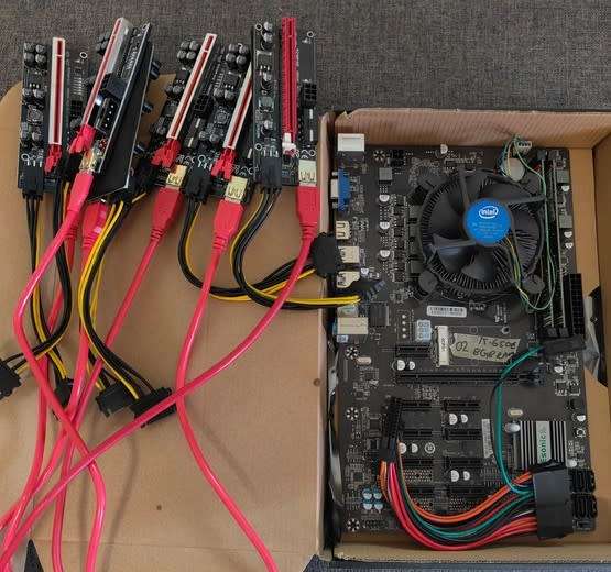 16 Slot Mining Esonic B250 Motherboard with Intel i5-6500 Cpu & 8GB DDR4 RAM & 6 c PCI Risers