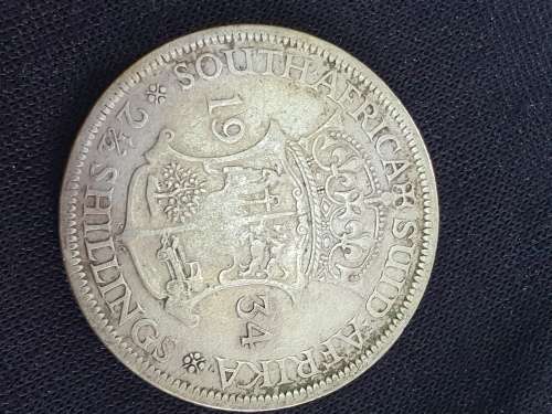 SOUTH AFRICA 2 Half Shilling 1934  (80% Silver ) Weight 13.8g