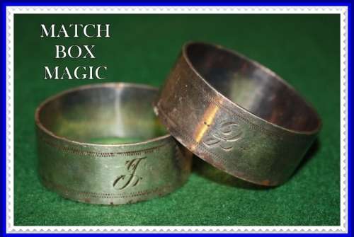 TWO INITIALED  SERVIETTE RINGS WITH STAMPS
