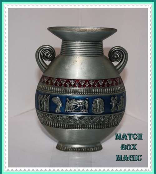 STUNNING METAL EGYPTIAN THEMED VASE TAKE A LOOK