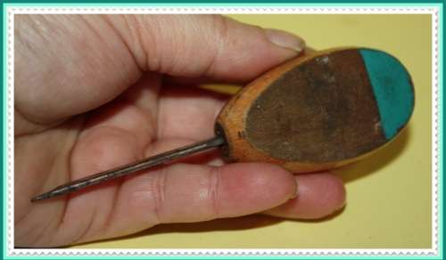 VINTAGE TOOL WITH WOODEN HANDLE