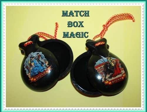 SPANISH CASTANETS WITH DANCER AND BULL FIGHTER