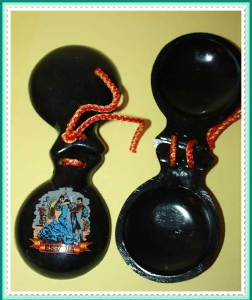 SPANISH CASTANETS WITH DANCER AND BULL FIGHTER