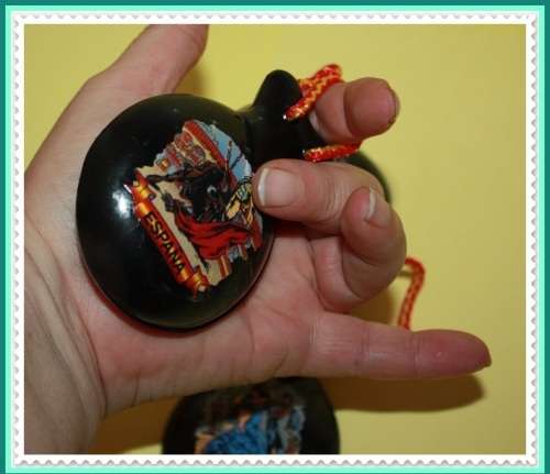 SPANISH CASTANETS WITH DANCER AND BULL FIGHTER