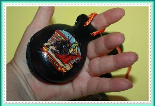 SPANISH CASTANETS WITH DANCER AND BULL FIGHTER