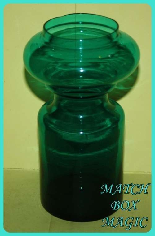BOTTLE GREEN GLASS VASE WITH BUBBLE TOP(D)