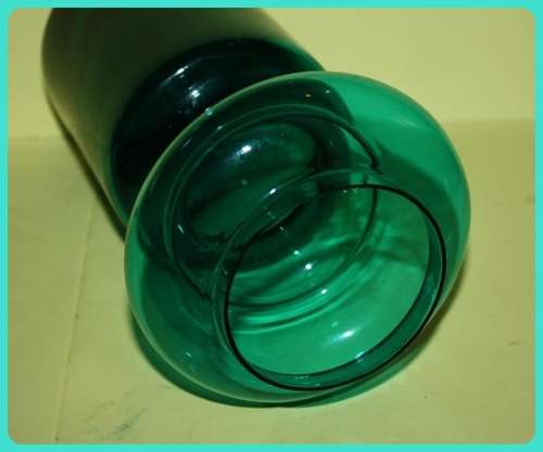 BOTTLE GREEN GLASS VASE WITH BUBBLE TOP(D)