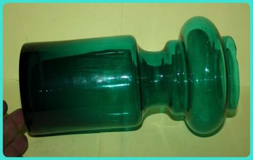 BOTTLE GREEN GLASS VASE WITH BUBBLE TOP(D)