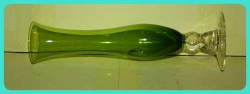 GREEN STEM VASE BUBBLE STEM FLAT FOOT