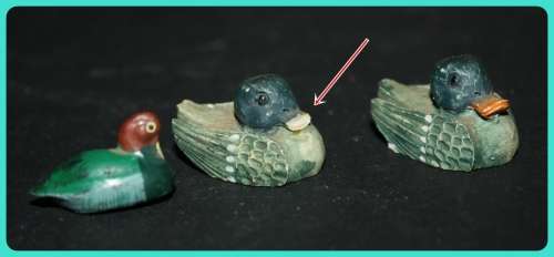 TRIO OF TINY DUCKS TWO MADE AND HAND PAINTED IN SCOTLAND SIGNATURE UNDERNEATH DATED 1988 AND 1983(D)