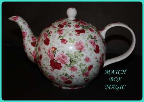PRETTY CHINTZ STYLE TEAPOT LARGE WITH RED AND PINK ROSES