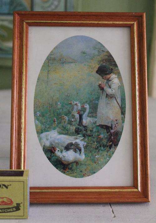 PICTURE OF GOOSE KEEPER  IN WOOD FRAME