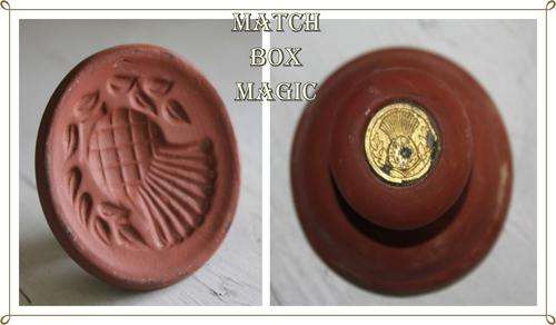 VERY UNUSUAL CLAY SEAL / STAMP DECORATED WITH THISTLE