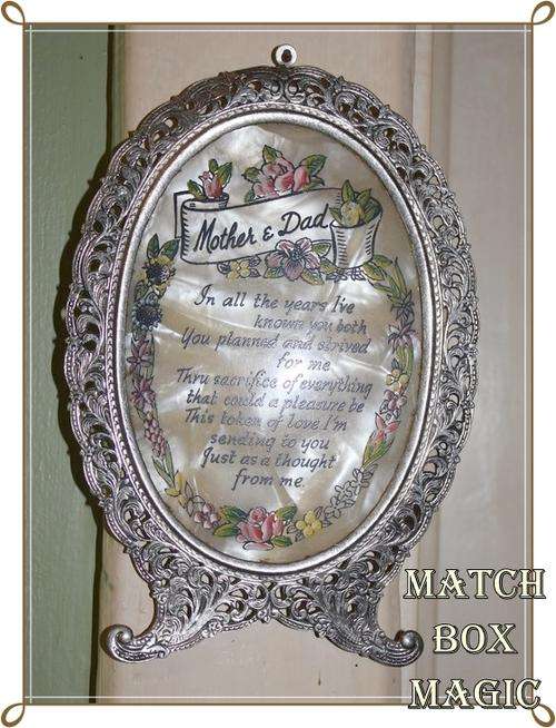 UNUSUAL LOVE TOKEN TO MOTHER AND DAD PRETTY METAL FRAME
