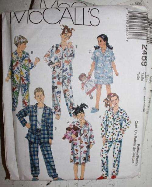 McCALLS PATTERN 2469 PAJAMAS FOR KIDS