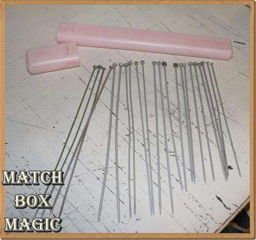 JOB LOT METAL KNITTING NEEDLES IN CASE PINK  11 PAIRS VARIOUS SIZES MAKES