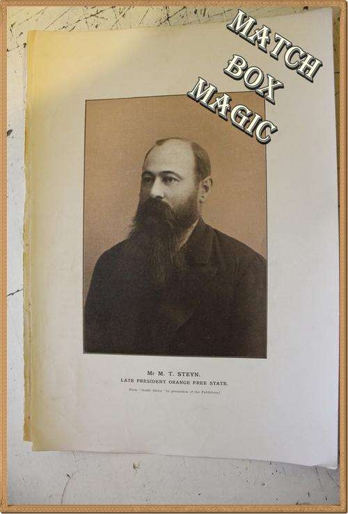 HISTORICAL PRINT MR MT STEYN LATE PRESIDENT ORANGE FREE STATE FROM  SOUTH AFRICA BY PERMISSION OF TH