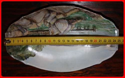 VINTAGE HAND PAINTED OBLONG BOWL BY A HARVEY  SCENE MIDDLETON BEACH ALBANY WEST AUSTRALIA