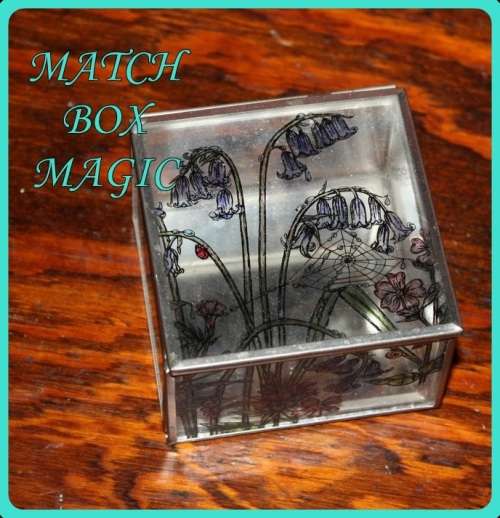 HINGED GLASS TRINKET BOX WITH MIRROR IN BOTTOM LOVELY FLORAL DESIGN WITH SPIDER WEB
