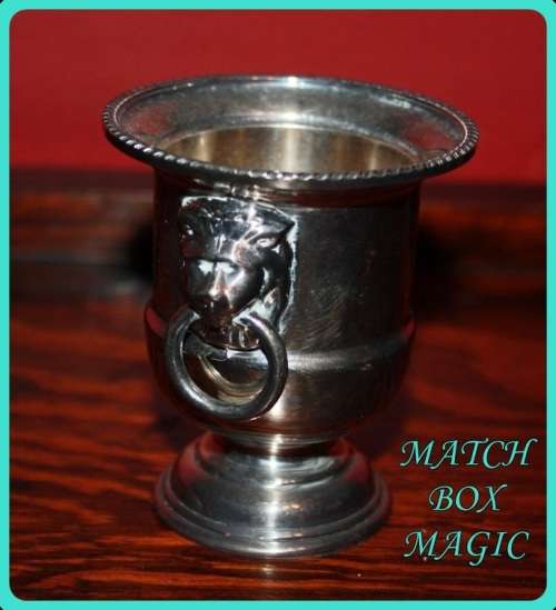 VINERS OF SHEFFIELD ENGLAND SILVER PLATED LION HEAD HANDLE URN SMALL