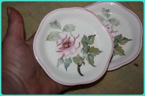 PAIR OF ROYAL WORCESTER SPODE PALISSAY  PINK ROSE PLATES