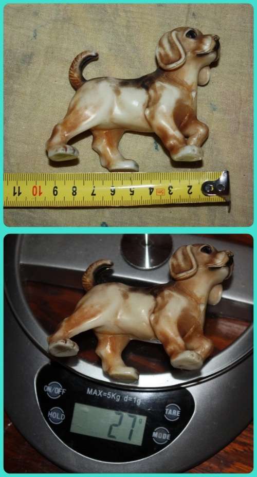 VINTAGE COMPOSITE PLASTIC DOG ORNAMENT BEAGLE