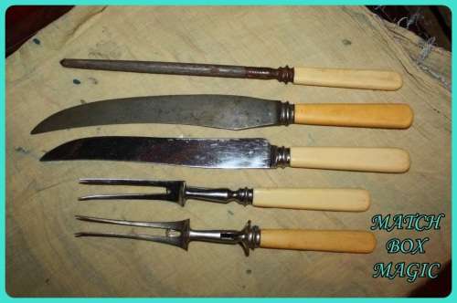 JOBLOT VINTAGE CARVING SETS 2 SETS PLUS KNIFE SHARPENER