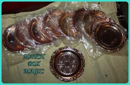 TEN GOLD COLOURED METAL   COASTERS  WITH LOVELY PATTERN AS NEW