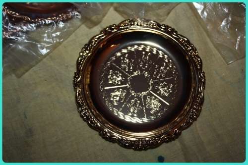 TEN GOLD COLOURED METAL   COASTERS  WITH LOVELY PATTERN AS NEW