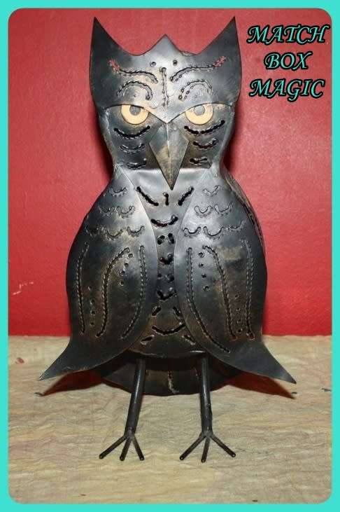 UNUSUAL METAL OWL CANDLE LAMP