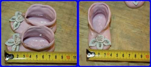 PAIR OF PINK BABY BOOTIES WITH RAISED FLORAL DETAIL