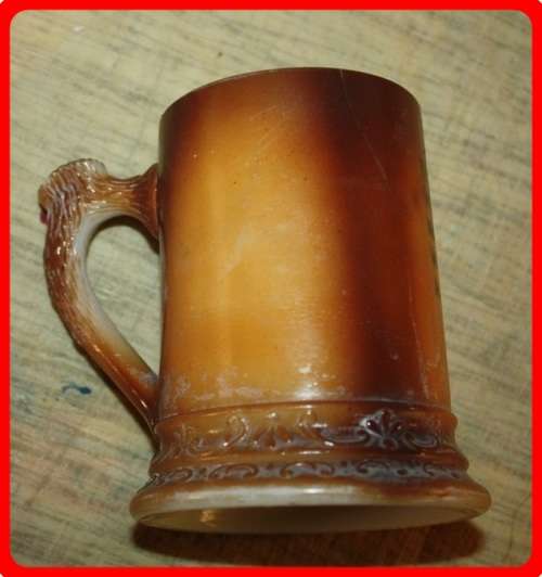 VINTAGE MILK GLASS BEER MUG THERE IS A MAN WHO NEVER DRINKS