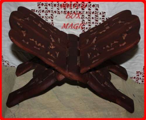BEAUTIFUL HAND CARVED WOODEN FOLDING RELIGIOUS BOOK STAND HOLDER WITH INTRICATE CARVINGS