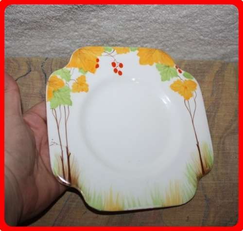 SQUARE  ART DECO SANDWICH PLATE GRAFTON CHINA MADE IN ENGLAND