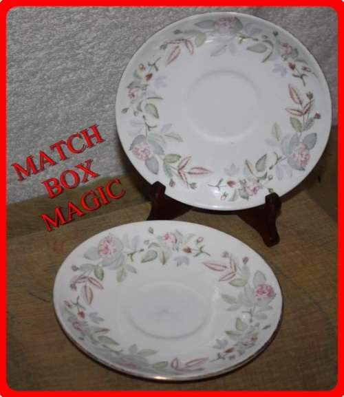 PAIR OF WEDGWOOD BONE CHINA SAUCERS  PINK ROSE PATTERN