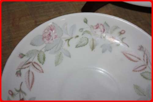 PAIR OF WEDGWOOD BONE CHINA SAUCERS  PINK ROSE PATTERN
