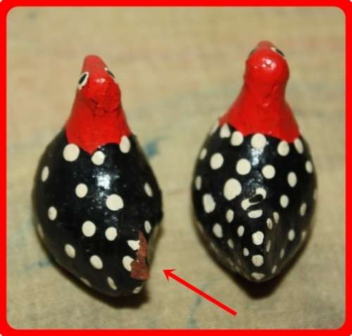 PAIR OF FUN GUINEA FOWL HAND PAINTED
