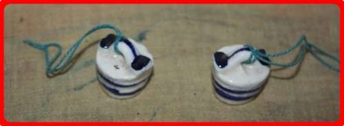 SMALL PAIR OF BLUE AND WHITE MILK MAID BUCKETS