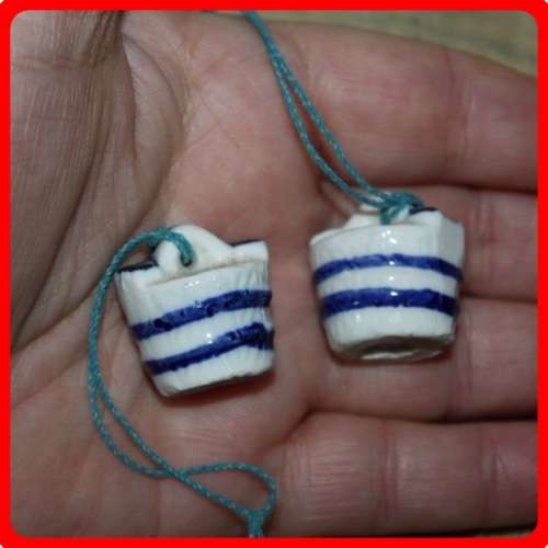 SMALL PAIR OF BLUE AND WHITE MILK MAID BUCKETS