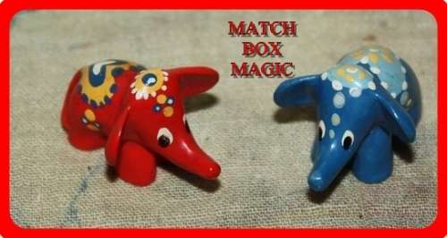 PAIR OF LOVELY HAND PAINTED MINIATURE ELEPHANTS PERFECT FOR A DOLL HOUSE