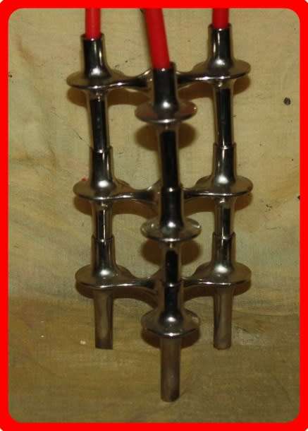 THREE MODERNIST METAL STACKABLE  TAPIR CANDLE HOLDERS ATTRIBUTED TO NAGEL OF GERMANY  VINTAGE