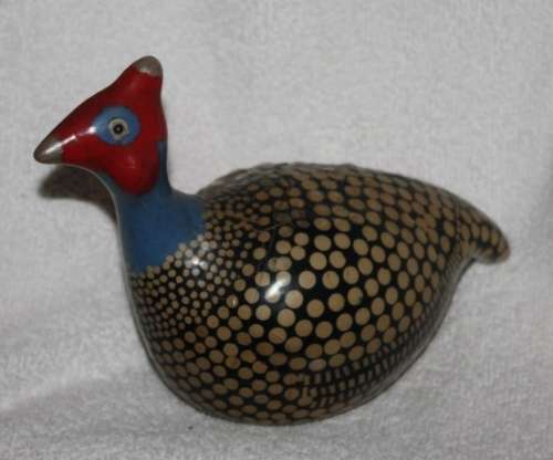 LOVELY HAND PAINTED  POTTERY GUINEA FOWL (R) PERFECT FOR A PATIO GARDEN