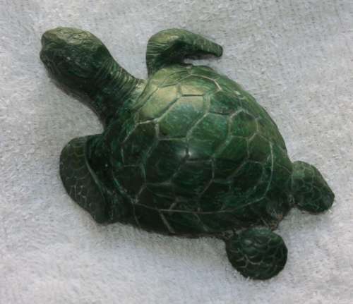 HAND CARVED STONE TURTLE  GREEN STONE MALACHITE