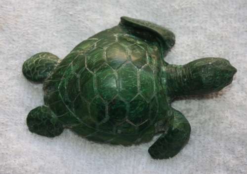 HAND CARVED STONE TURTLE  GREEN STONE MALACHITE